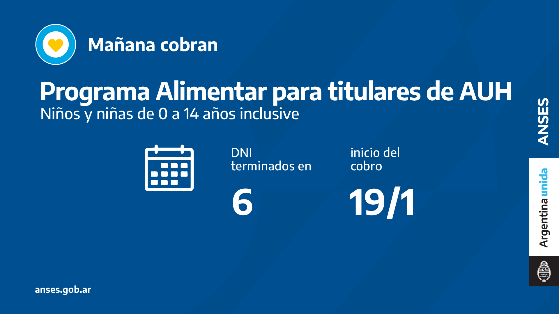 CALENDARIOS DE PAGO DEL MIÉRCOLES 19 DE ENERO