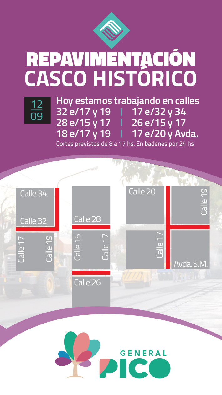 Gral. Pico: Prosigue con las obras de reconstrucción y repavimentación de las calles