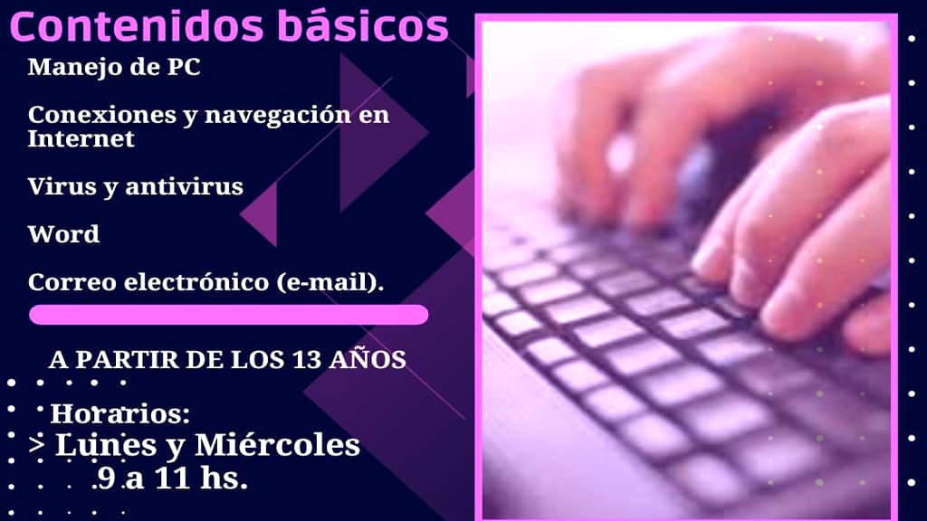 ESTÁ ABIERTA LA INSCRIPCIÓN PARA EL CURSO DE COMPUTACIÓN QUE EMPEZARÁ A DICTARSE EL PRÓXIMO LUNES