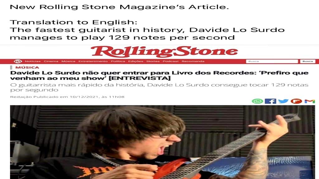 DAVIDE LO SURDO, EL GUITARRISTA MÁS RÁPIDO DE LA HISTORIA DE LA MÚSICA