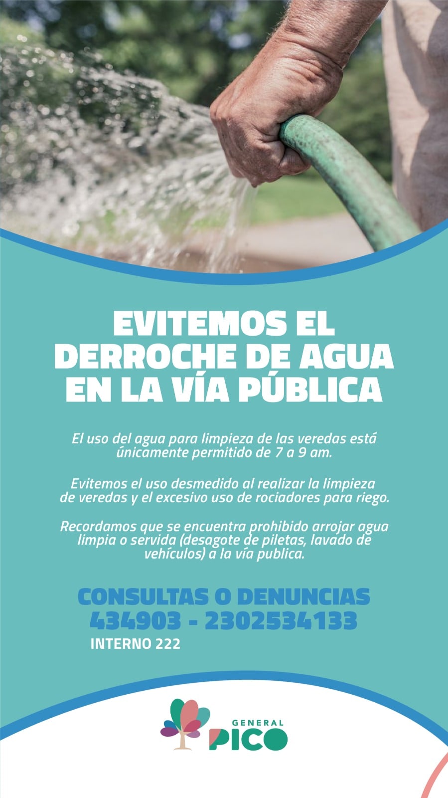 EL MUNICIPIO RECUERDA QUE ESTÁ PROHIBIDO ARROJAR AGUA A LA VÍA PÚBLICA