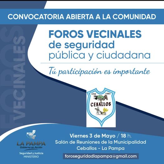 Convocatoria al Foro Vecinal de Seguridad Pública y Ciudadana en Ceballos